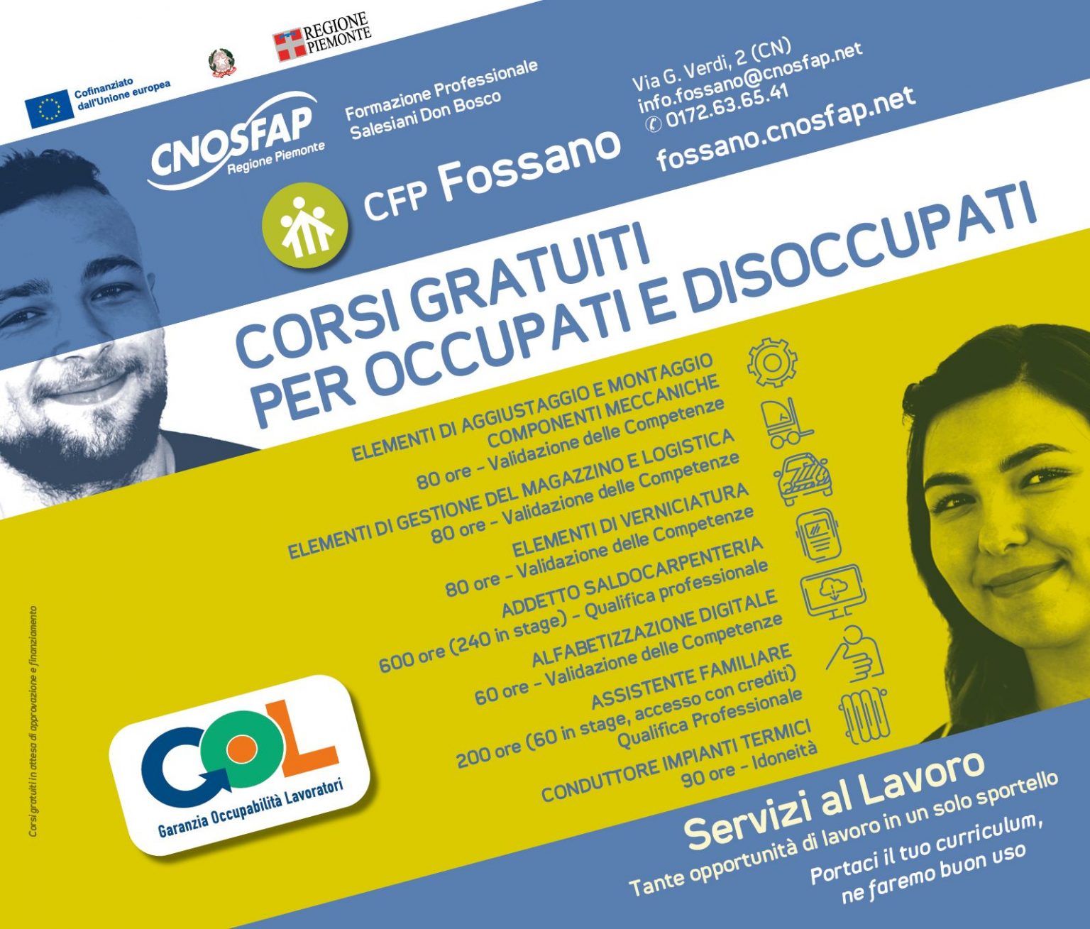 CORSI GRATUITI PER OCCUPATI E DISOCCUPATI CNOS FOSSANO Bragiovani