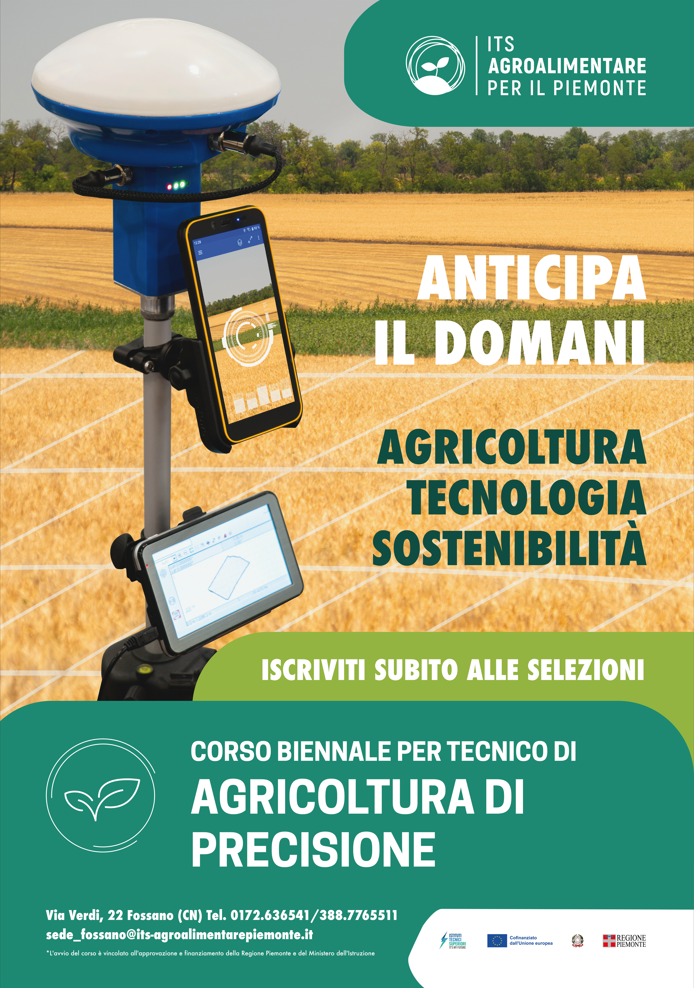 ITS Tecnico Esperto Agricoltura di Precisione Corso Biennale Gratuito Post Diploma a Fossano