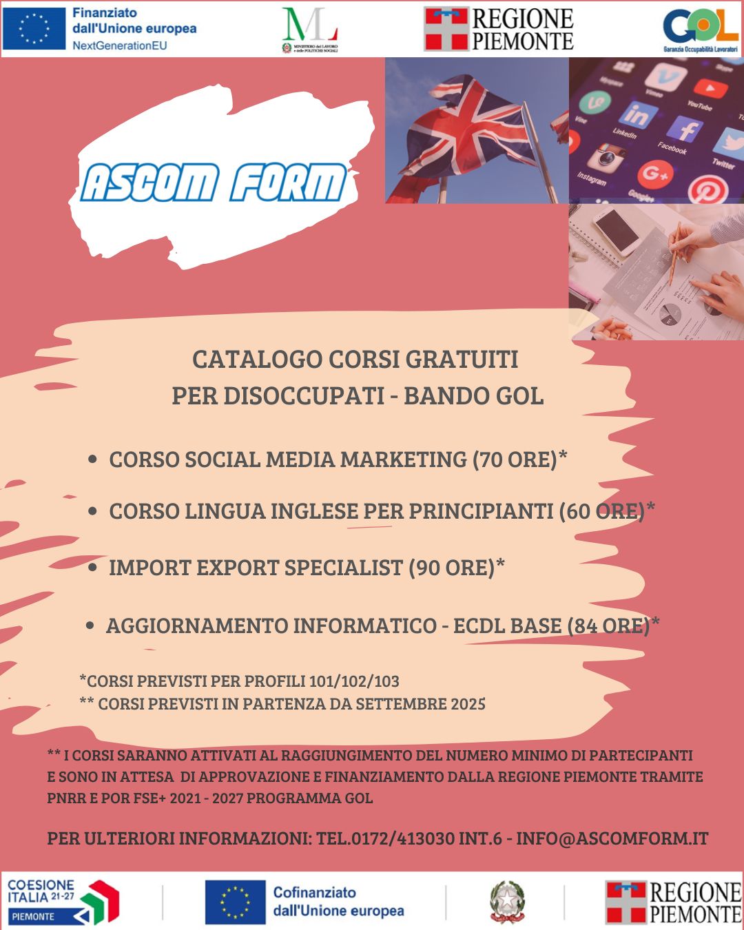 👉👉 ASCOM FORM DI BRA: CORSI GRATUITI PER DISOCCUPATI  – IN PARTENZA A SETTEMBRE 2025